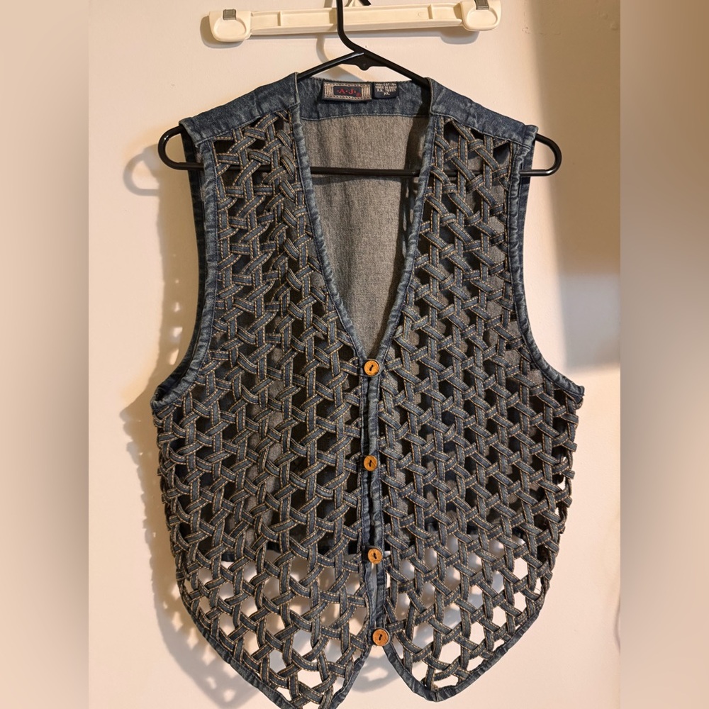 A.J Vintage 90’s Lattice Denim Braided Vest”
